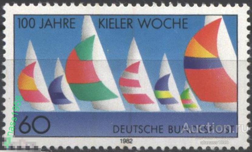 Германия Чистая марка Спорт Парусная регата Кильская неделя Лодки 1982 