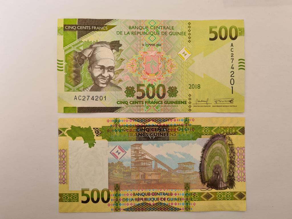 Купюра Банкнота Гвинея 500 франков 2018 А 12  Состояние Пресс UN