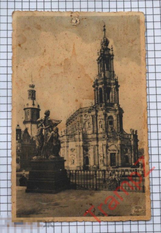 Открытка Германия Dresden - Kath. Hofkirche Дрезден кирха. почтовый штамп 1942 #10 