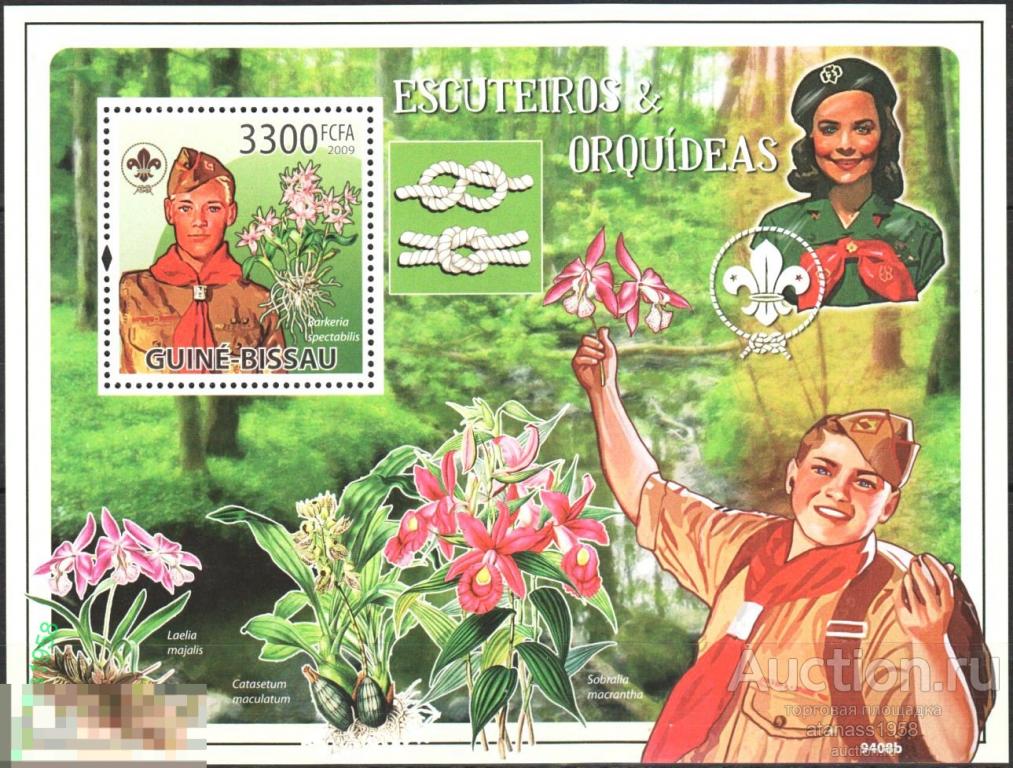 Гвинея Биссау Чистый блок  Скауты  Орхидеи  2009 