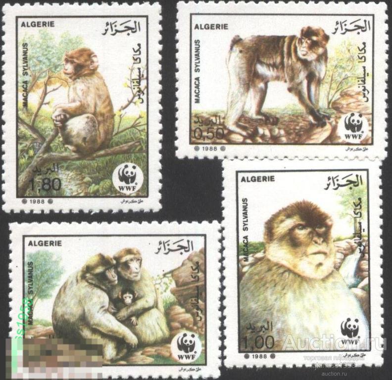 Индонезия Чистые марки Фауна WWF Обезьяны 1988 