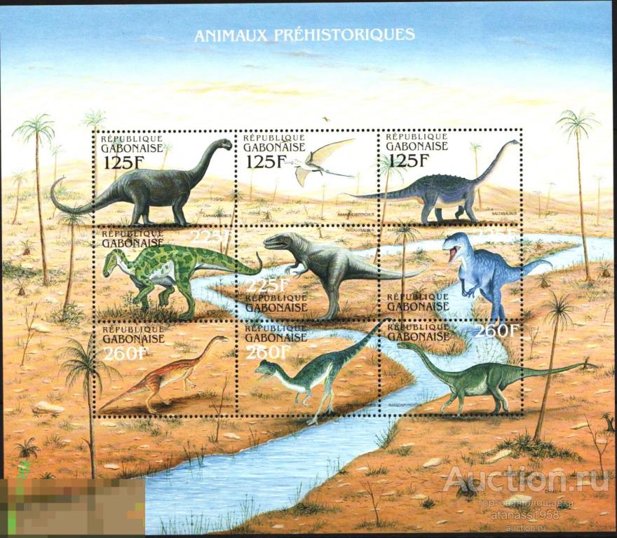 Габон Чистые марки в малый лист  Динозавры  2000