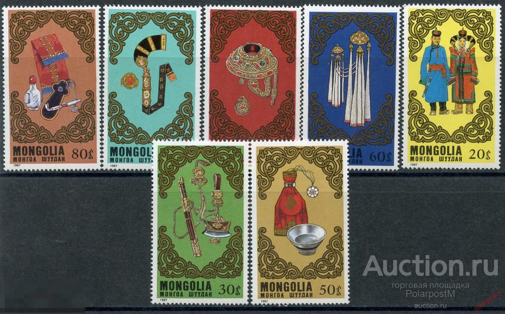 Y85 МОНГОЛИЯ 1987 1892-1898 Фольклор. Культура. Национальные костюмы. 