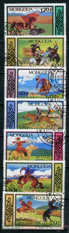 Y85 МОНГОЛИЯ 1987 1844-1850 Конный спорт. Лошади. Фауна 