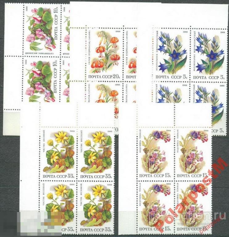 СССР 1988 SK№5899-5903 (5965-5969) ЦВЕТЫ ЛЕСОВ. 