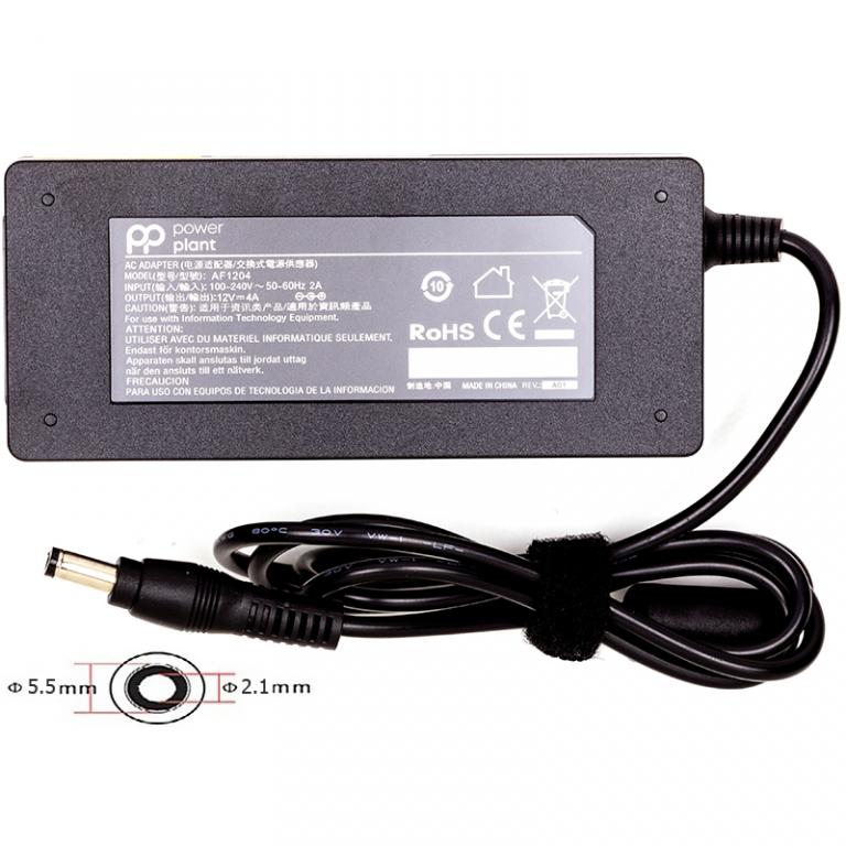 Универсальный блок питания PowerPlant 220V, 12V 48W 4A (5.5*2.1) (NA700592)