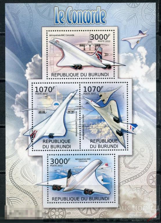 AM40 БУРУНДИ 2012 BU023 Транспорт – Конкорд. Авиация 