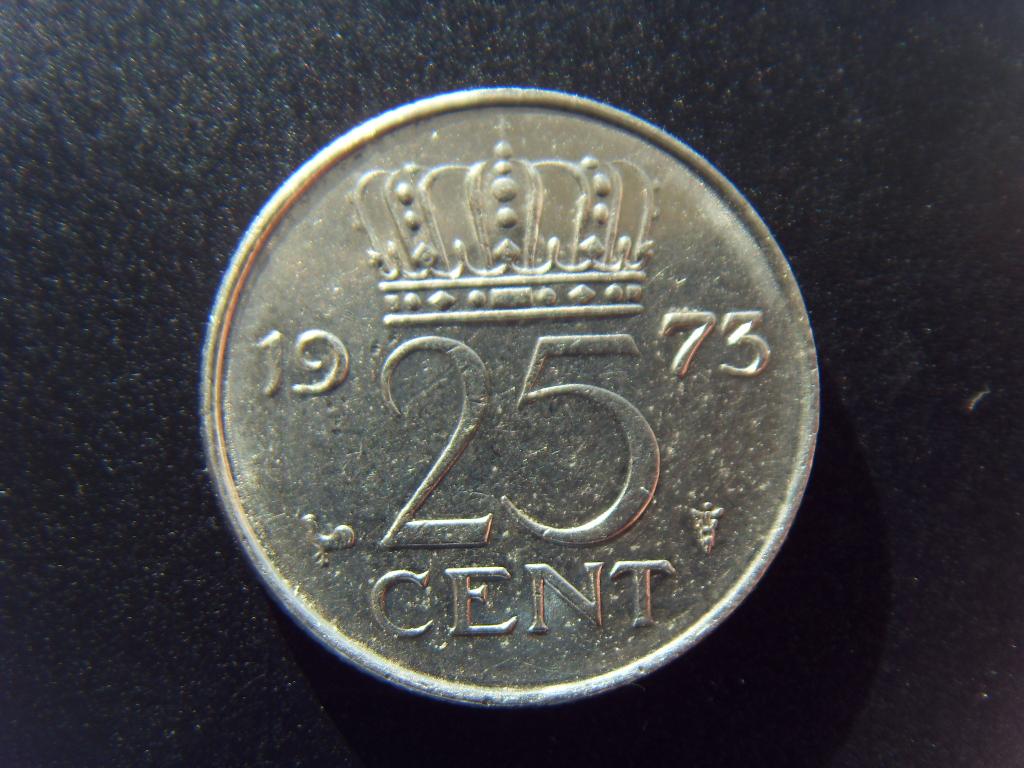 Нидерланды 25 центов 1973 г. Отличное состояние. КМ#183