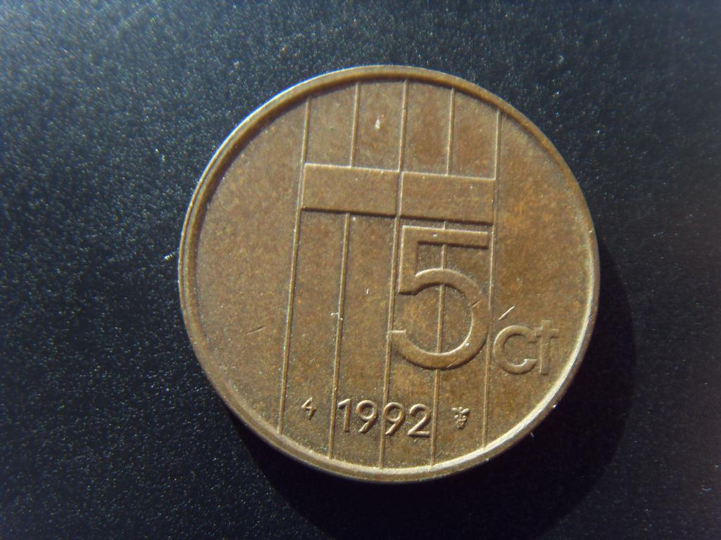 Нидерланды 5 центов 1992 г. Хорошее состояние. КМ#202