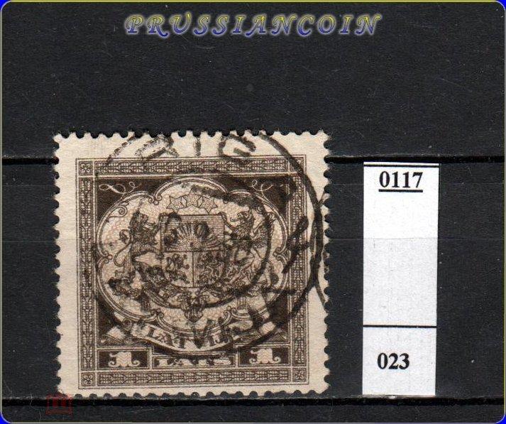Латвия 1927  Mi 123 b н.с.  1L  wz.5  стандарт, герб