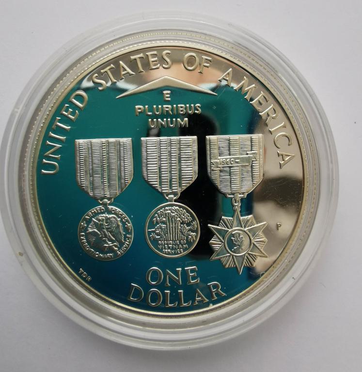 США 1 доллар 1994 Мемориал ветеранов Вьетнама серебро Ag900