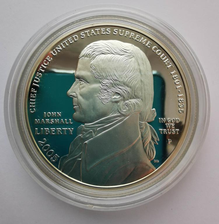 США 1 доллар 2005 170 лет со дня смерти Джона Маршалла серебро Ag900