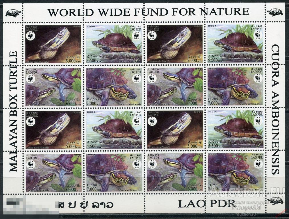AM40 ЛАОС 2004 1927-1930 WWF Всемирный заповедник природы - Коробчатая черепаха Амбоина 