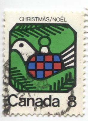 1973 Канада Рождество.ёлочная игрушка птичка.гаш