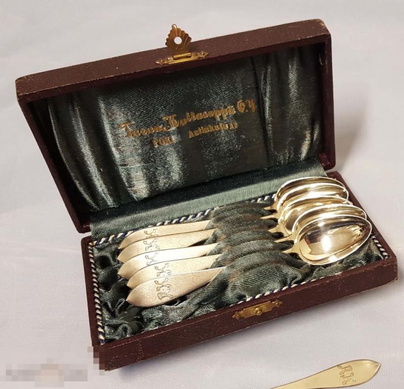 СКАНДИНАВИЯ, КОФЕЙНЫЕ ЛОЖКИ, СЕРЕБРО 813 ПРОБА, В ОРИГИНАЛЬНОЙ КОРОБКЕ 