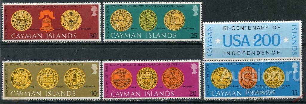 Каймановы острова 1976 368-372 200-летия независимости США. Гербы штатов 