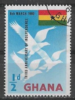 Гана  1960 г.  3 - я годовщина независимости Птицы Флаг, гаш.