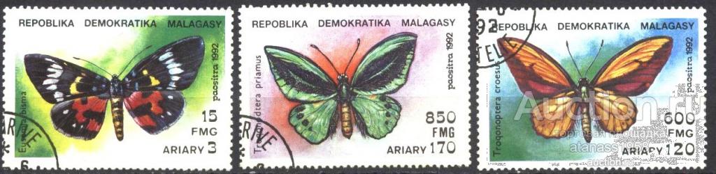 Мадагаскар Гашеные  марки Фауна Бабочки 1993