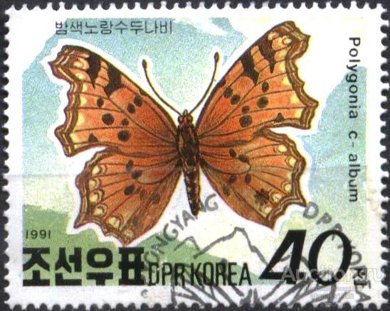 КНДР Северная Корея Гашеная  марка Фауна Бабочка 1991