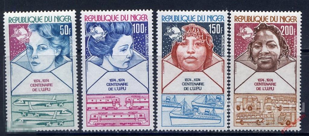 НИГЕР 1974 №442-445 100 лет Всемирному Почтовому Союзу (ВПС). UPU 