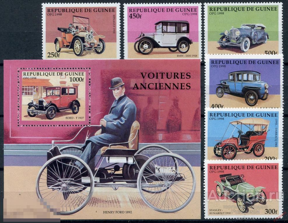 MS30 ГВИНЕЯ 1998 1797-1802+BL.524 Антикварные автомобили 