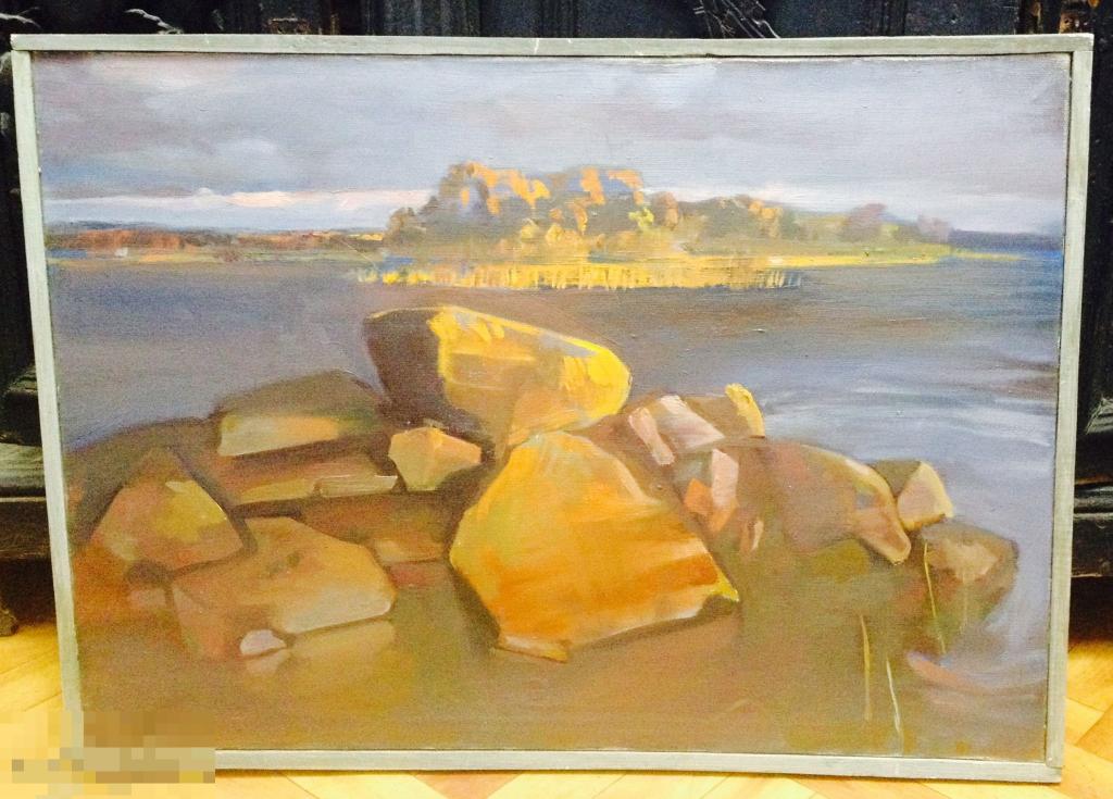 Картина пейзаж река. Масло. Холст. 