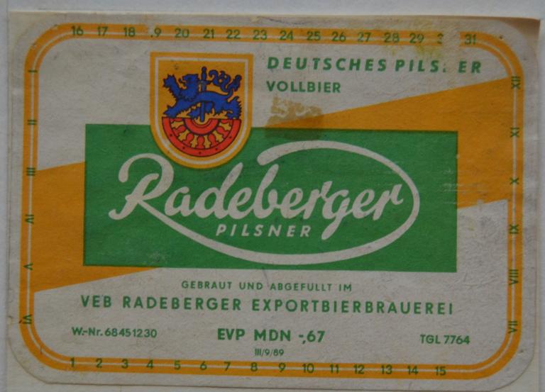 Этикетка Пиво Radeberger Pilsner -  ГДР  1966  год - 1