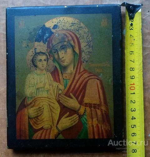 Икона Троеручица Пр.Богородица, литография на металле.