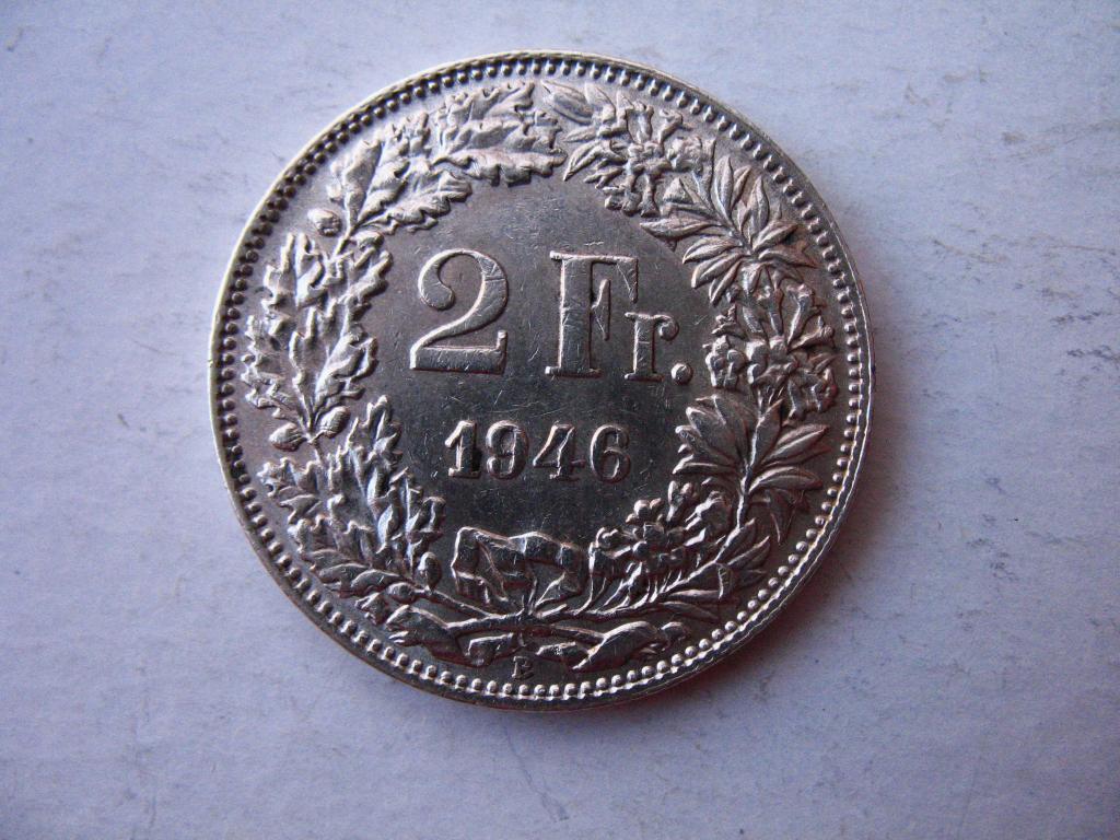 2 франка 1946 года Швейцария в коллекционном состоянии