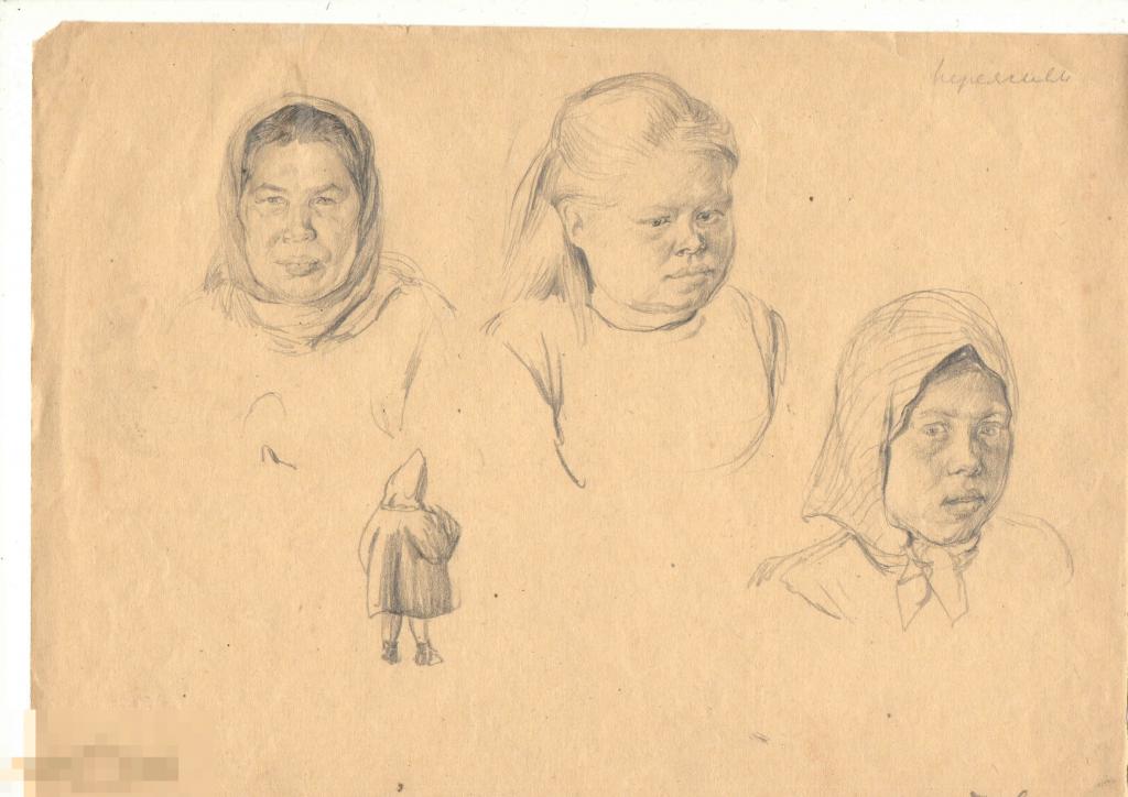 Скородумова Т.Н. Наброски. 1950-е. Б., кар., 21х29 