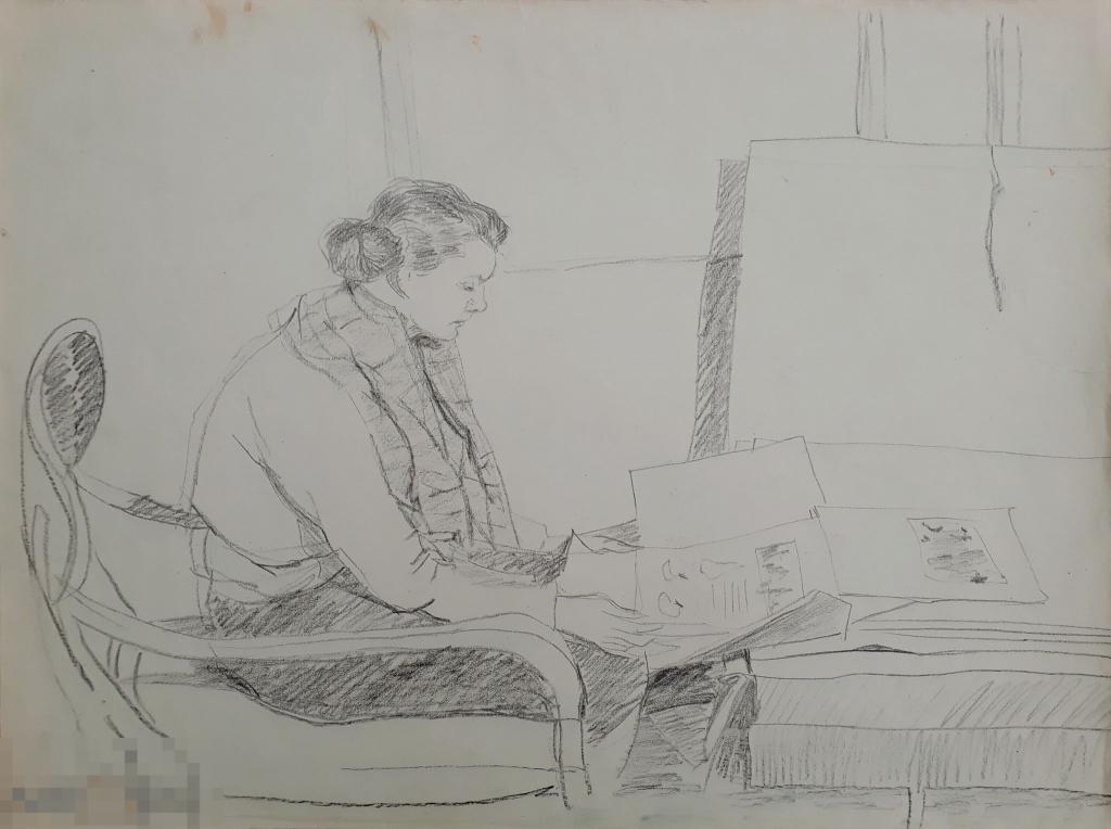 Тарасенко В.  Портрет . 1962. - Бумага, карандаш, 42х55 