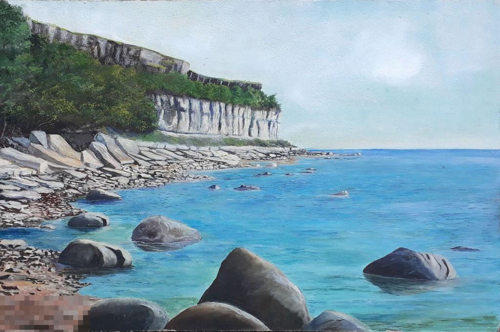 Мацеевич Л.В. Морской пейзаж. 1985. Оргалит, масло, 40х60 