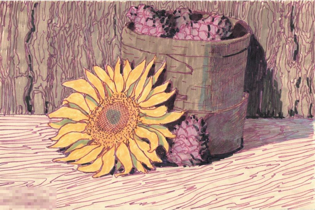 Зайцев А.К.  Натюрморт с подсолнухом. 1985 