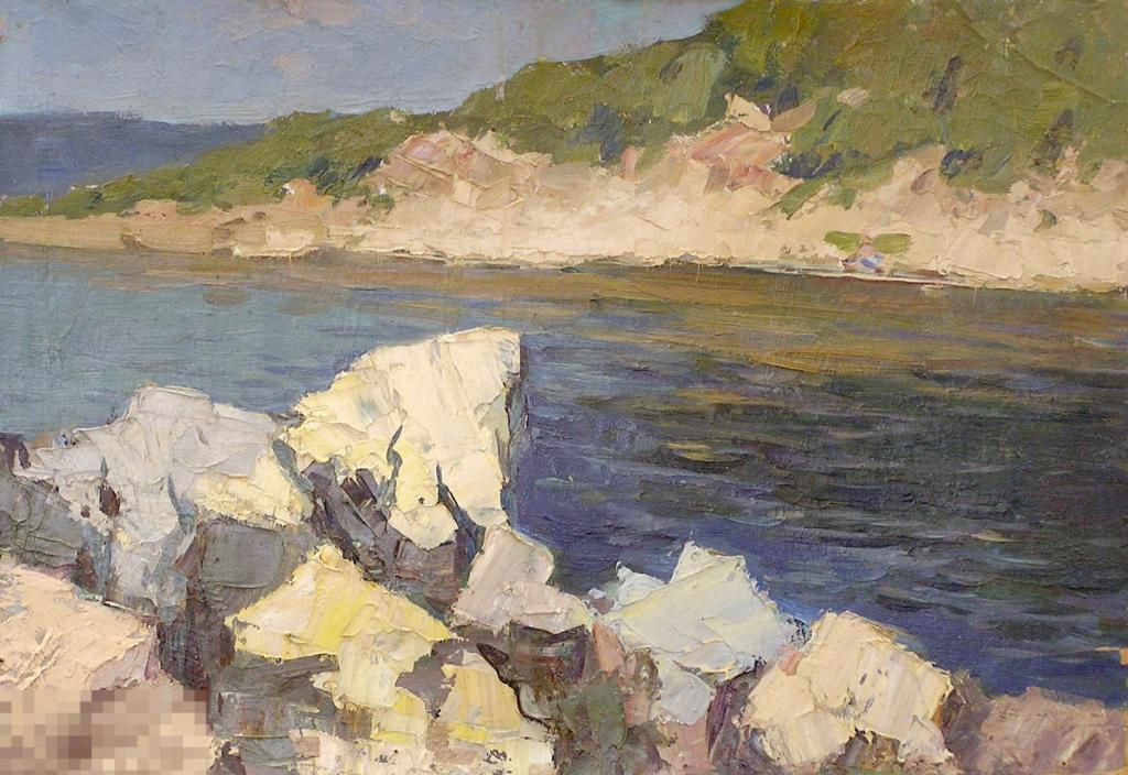 Чаругин К.П. Каменистый берег. 1961. - Картон, масло, 50х70 