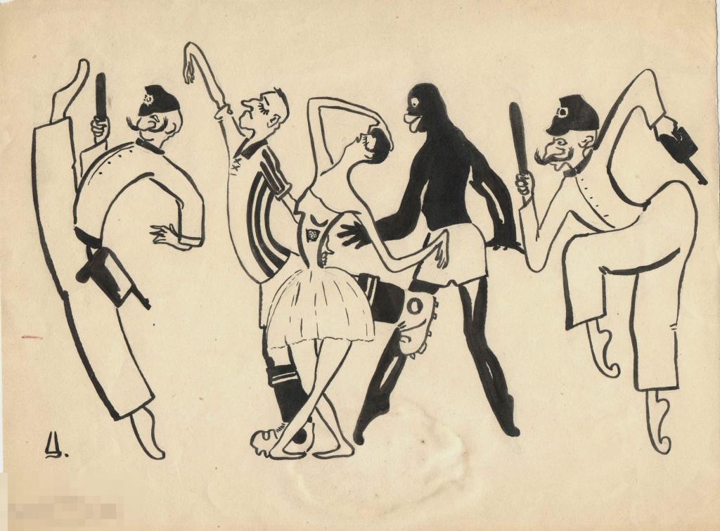 Иллюстрация 1930-х годов. Б., тушь, перо, кисть, 21х27,5 