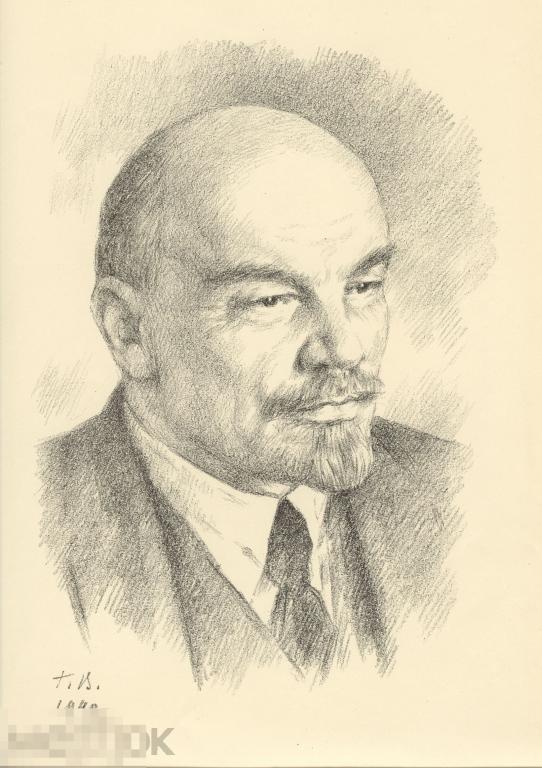 Верейский Г.С. Портрет В.И.Ленина. 1940. Б., литография, 21х14; 35х25 