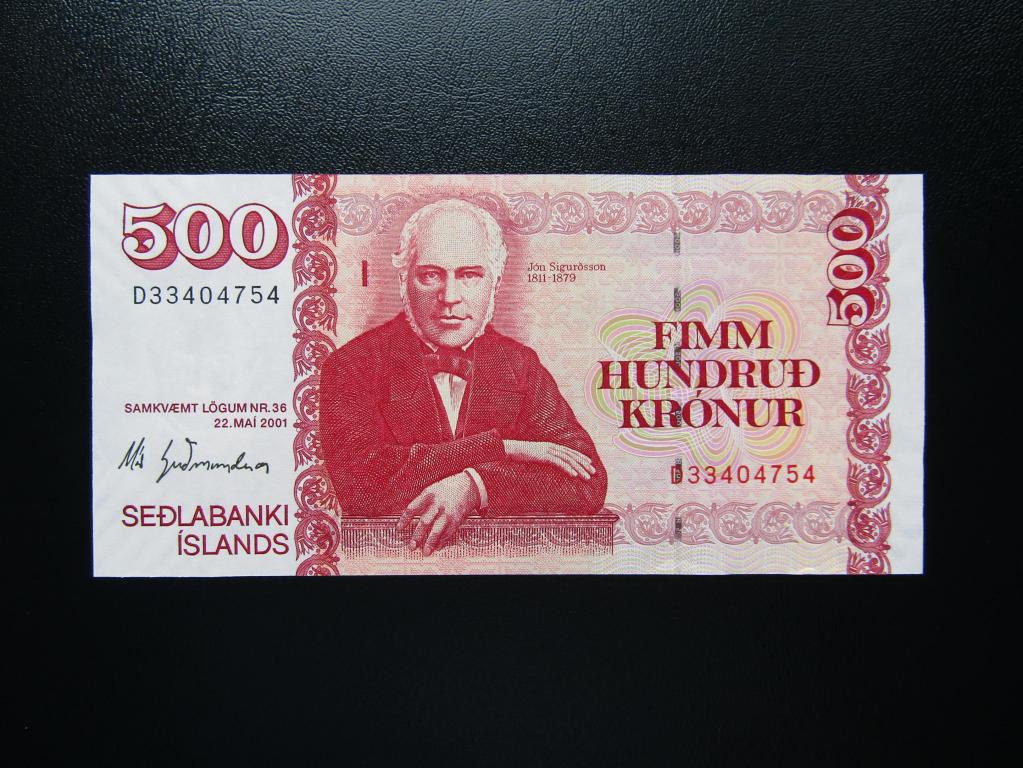 500 Крон 2001. Исландия 500 крон 2001. Исландия 500 крон 2001 (2006).