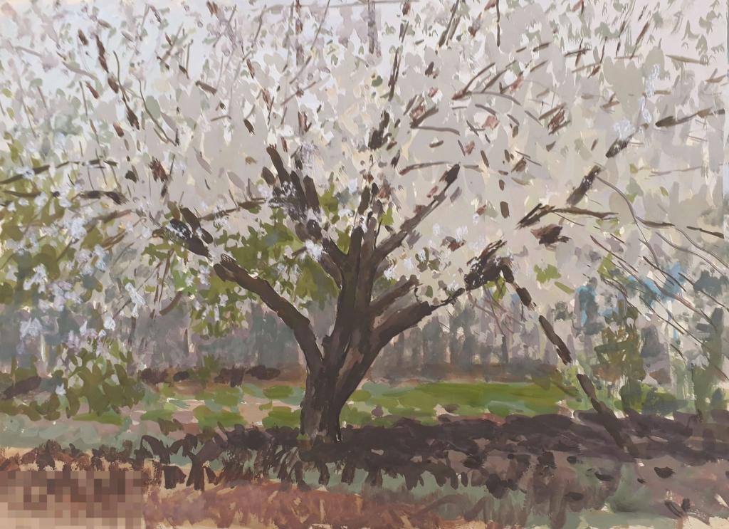 Алимова В.П. Весной. 1959. Б., гуашь, 42х60 