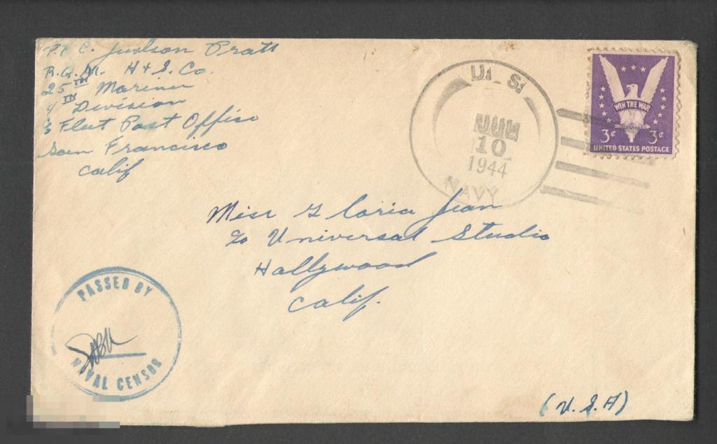 США. Конверт. 1944 г. Марка. Орел. Сан Франциско 