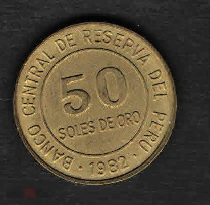 Монета. Перу 50 солей 1982 года 