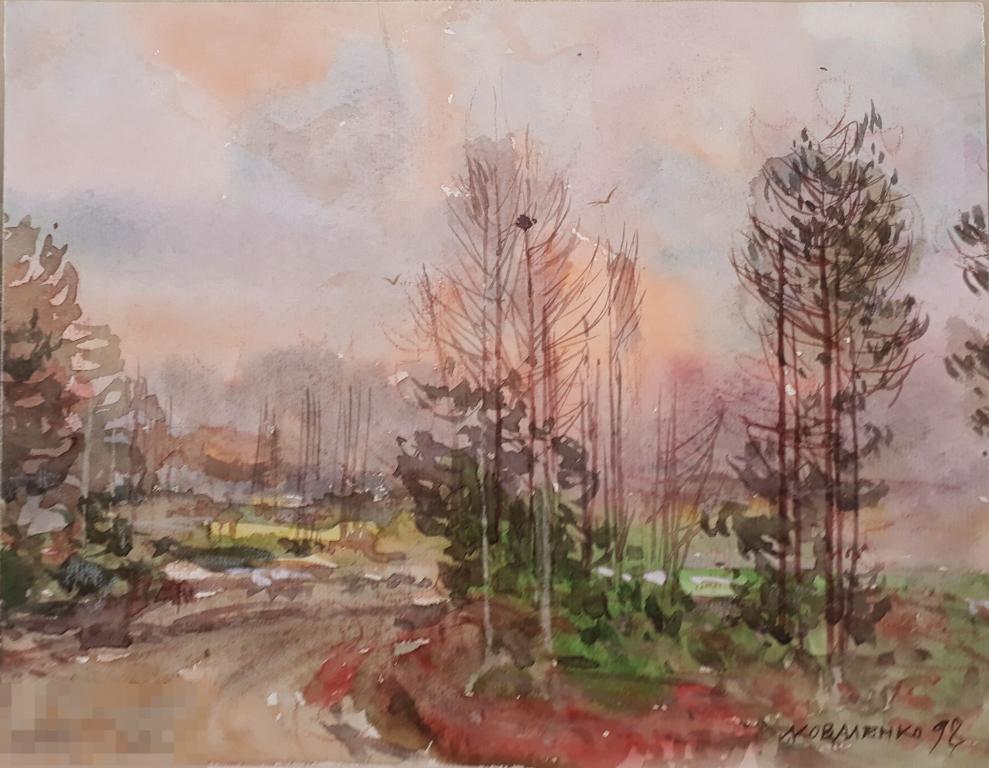 Коваленко И.Л. Ближе к осени. 1998 . Б., акварель, гуашь, 25,5х32,5 