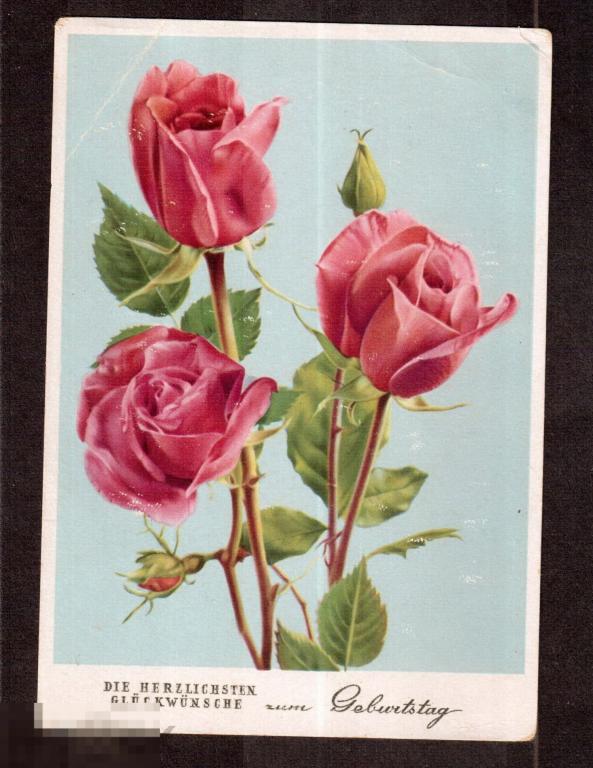 062 .Открытка. Германия. ГДР. Самые сердечные поздравления с Днём рождения! 1954 год. РЕДКОСТЬ!!! 