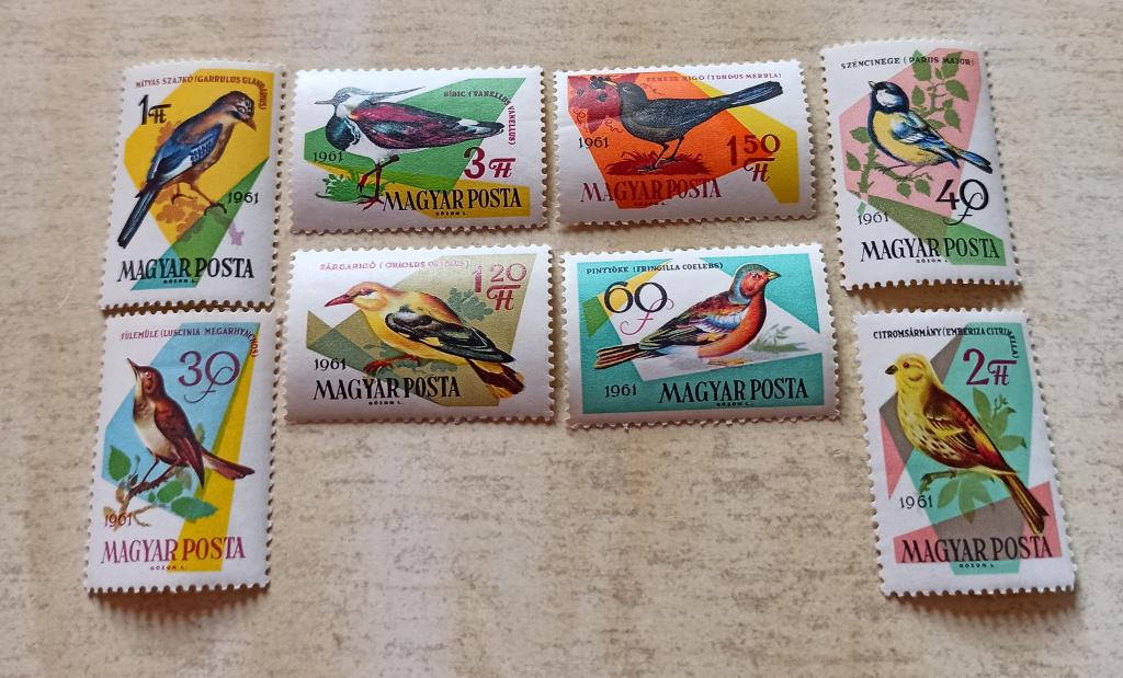 ВЕНГРИЯ. ПТИЦЫ .ПОЛНАЯ СЕРИЯ . 1961г.  MNH \