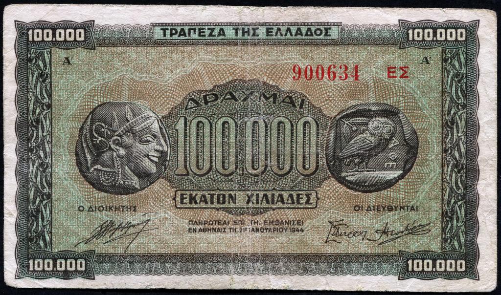 Греция 100000 драхм 1944 г