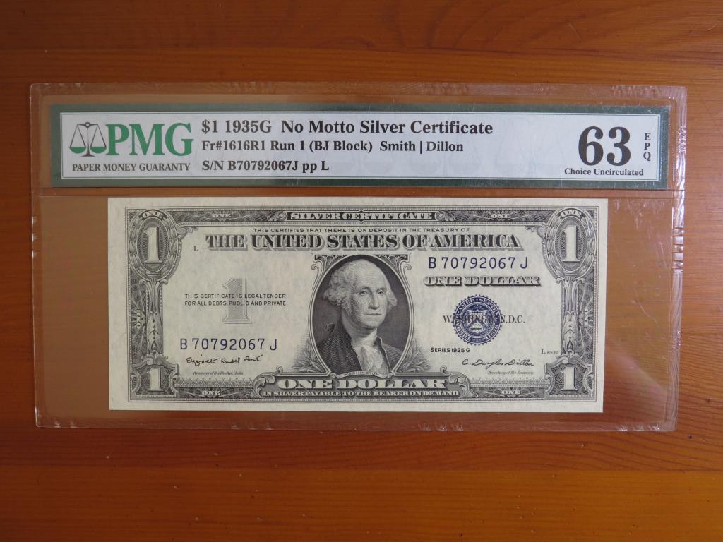 ❗️ 1 доллар 1935 г. - G - серебряный сертификат - США - слаб PMG - 63 EPQ ❗️