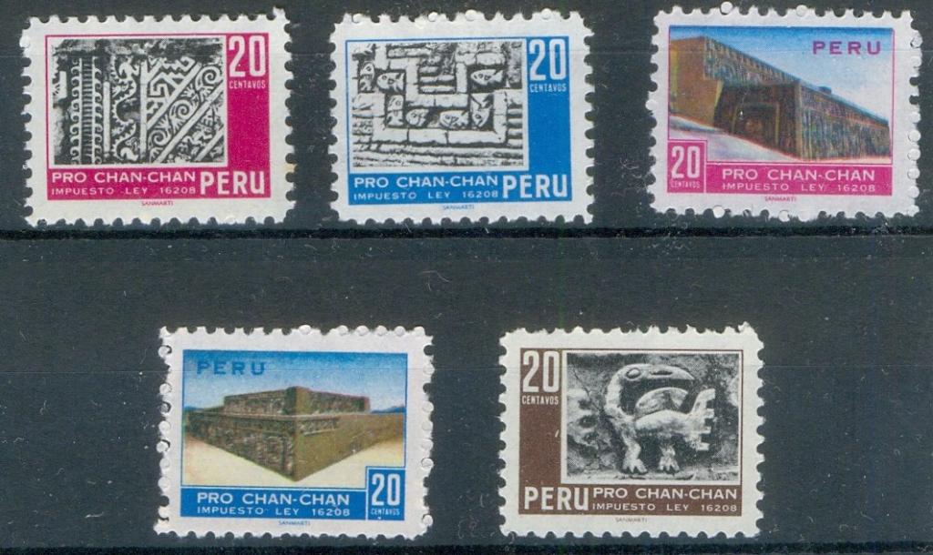 Перу 1967 г. Археология реставрация храма Чан-Чан Mi 251-255 MNH
