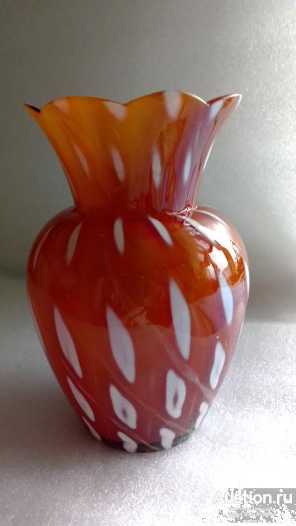 Вазочка. Сульфидно-цинковое стекло. Красный Май? СССР 80-е г.