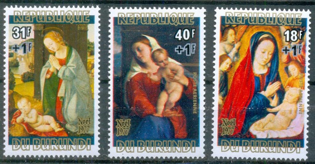Бурунди 1977 Искусство Живопись Рождество Религия ** надп. Mi1459 - 1461 MNH