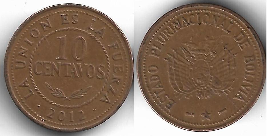 Боливия 10 сентаво 2012