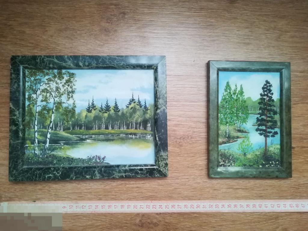 Панно плакетка "Картина на камне"Ручная работа.Урал.СССР185х130.Смотри описание ,фото